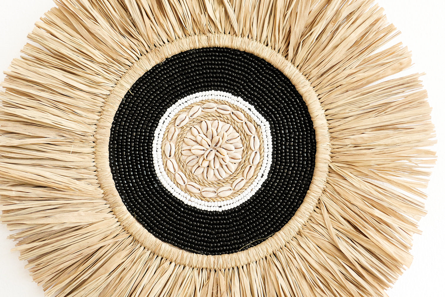 Water hyacynth and cowrie shell wall decor set of 3