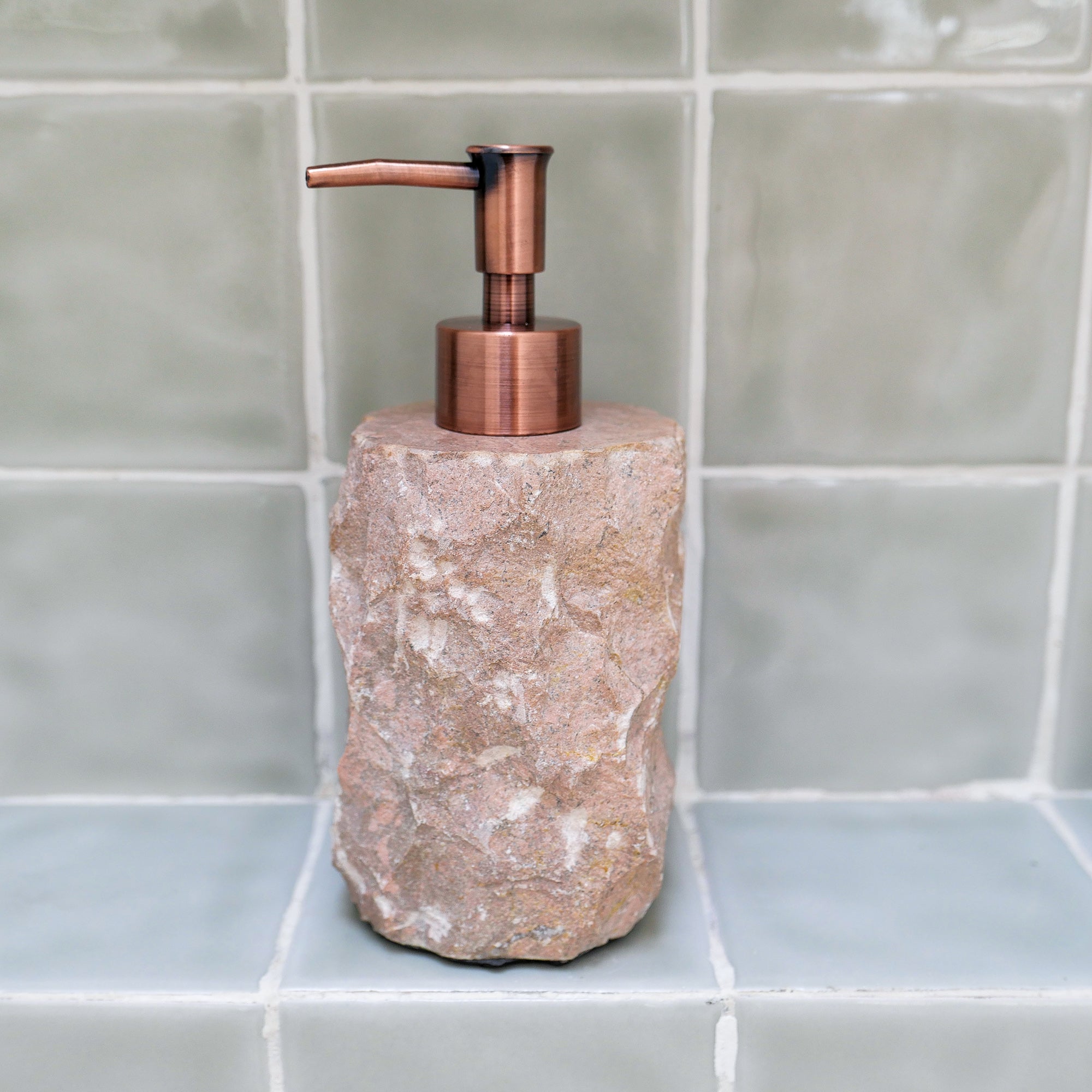 Marble bathroom accessories set pink rustic