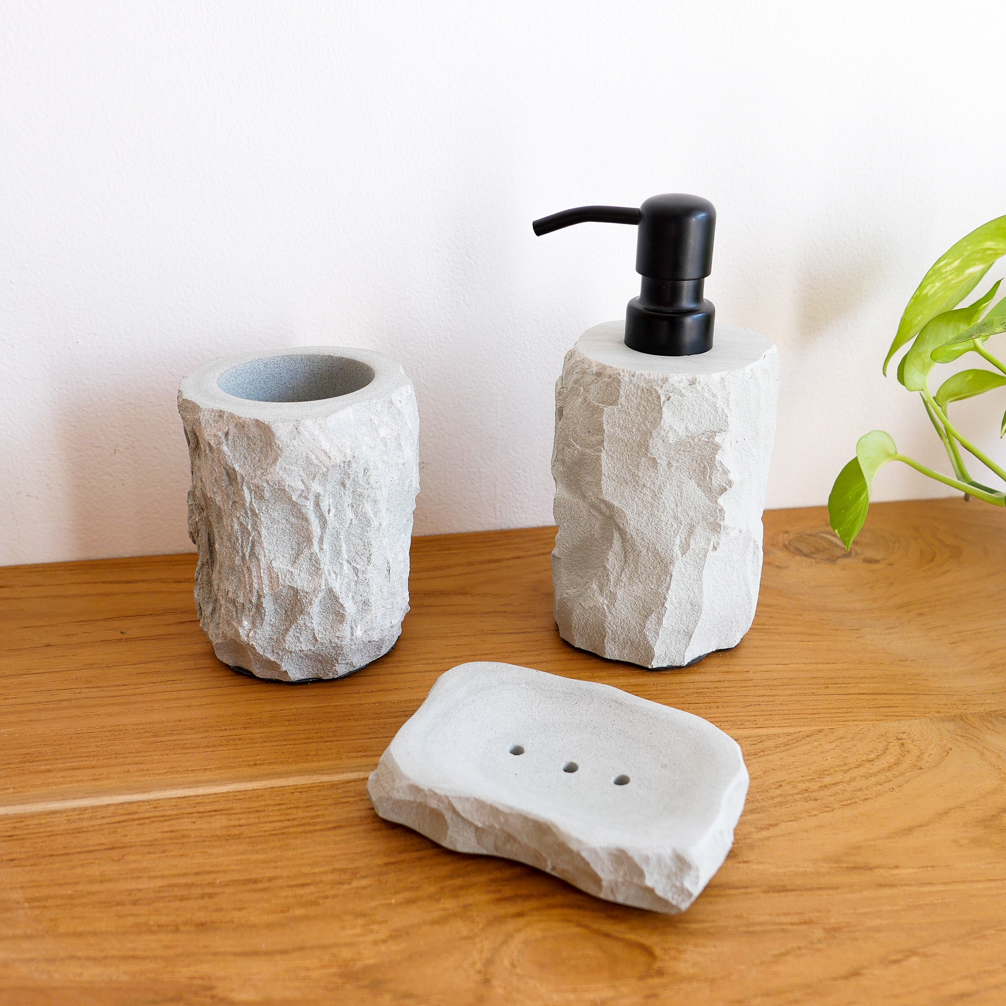 Rustic Zeolite bathroom accessories set