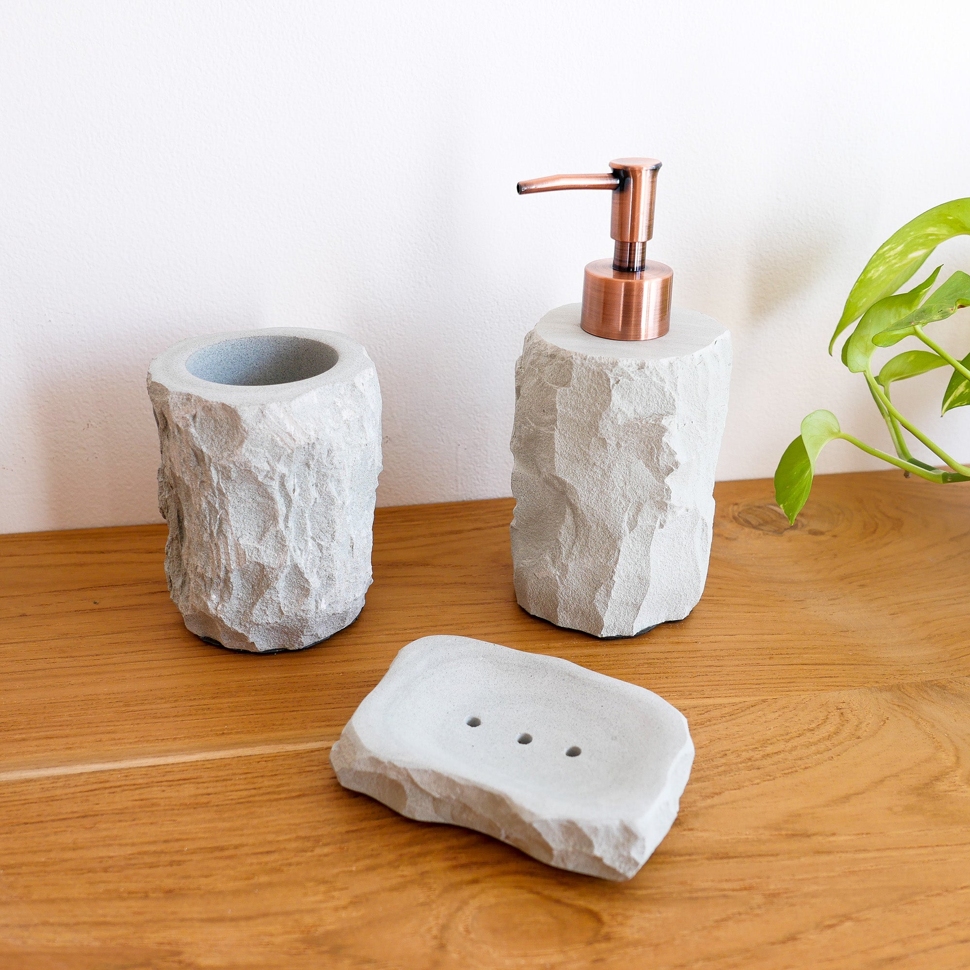 Rustic Zeolite bathroom accessories set