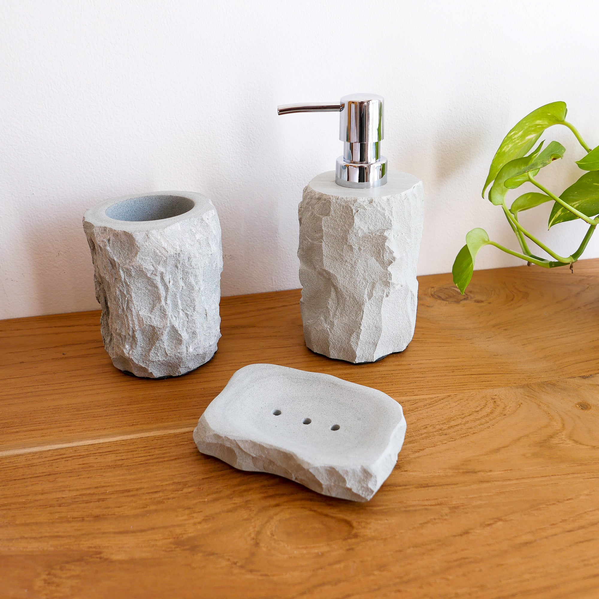 Rustic Zeolite bathroom accessories set