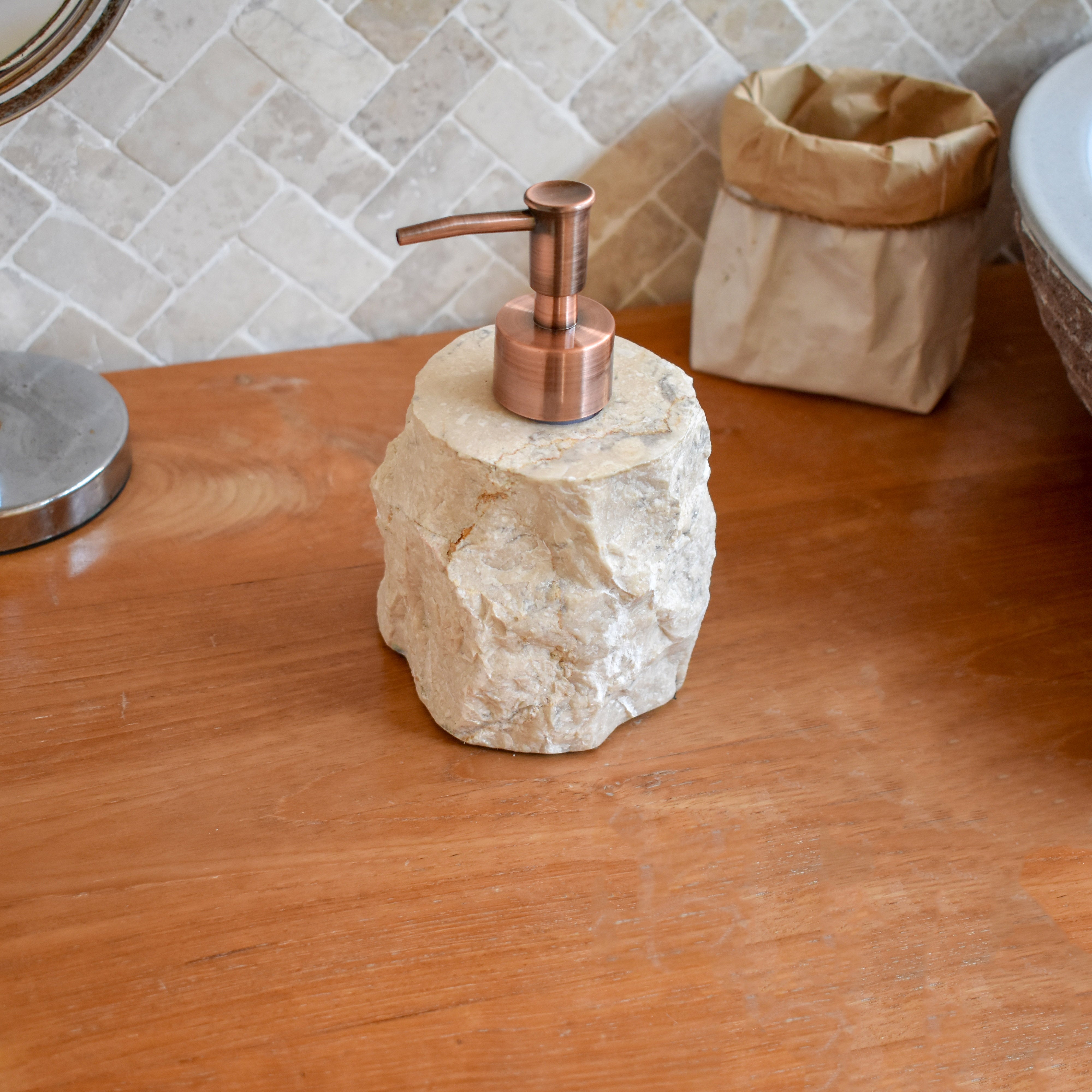 Marble Soap Dispenser - Rustic White