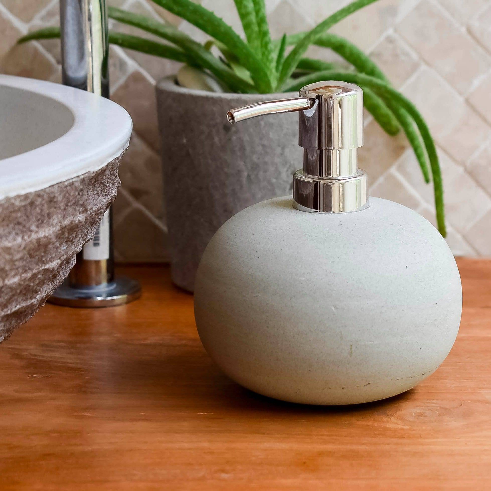 Zeolite stone oval soap dispenser - Joglo Living