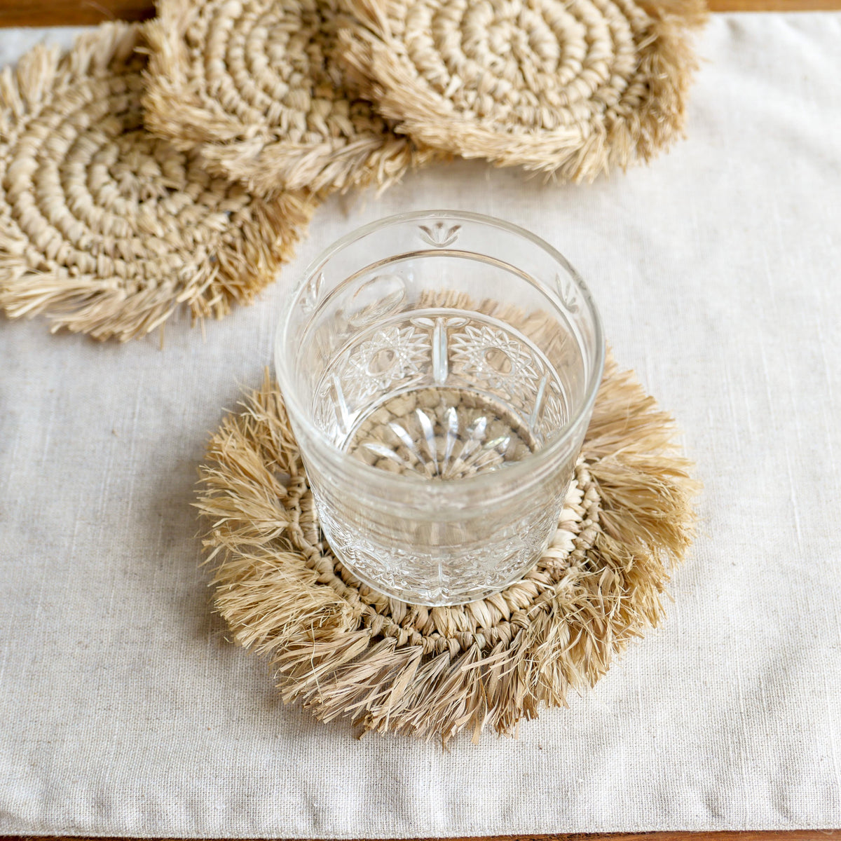 Raffia fringed placemat natural Joglo Living