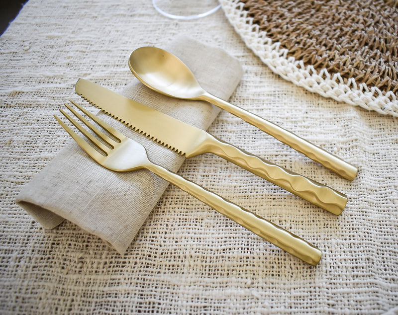 Brass cutlery set 002 - matte gold