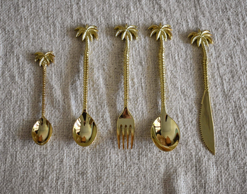 Golden Brass Cutlery Set - Brass Cutlery Set | Joglo Living