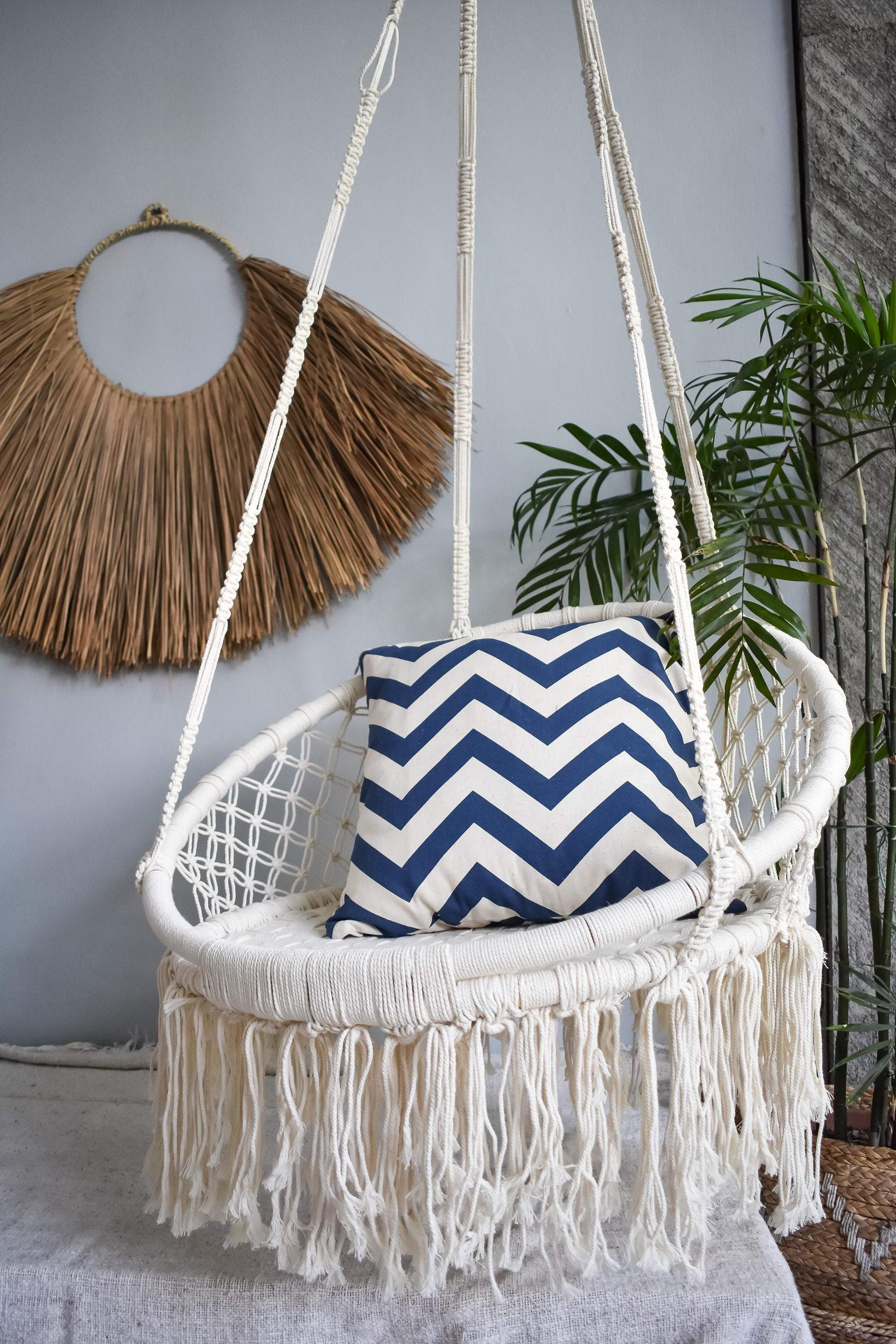 Round macrame hammock swing chair