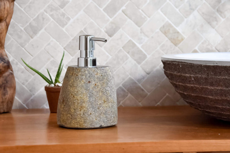 Natural river stone Soap dispenser - Joglo Living