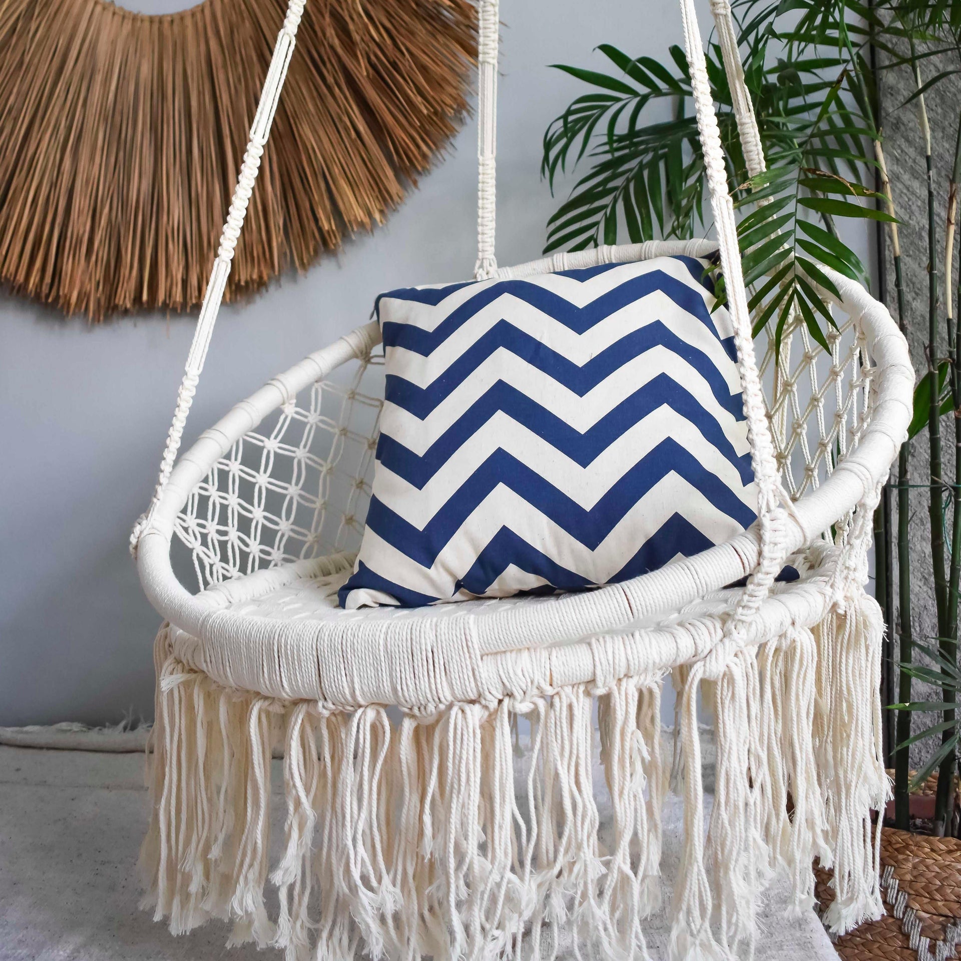 Macramé round hammock swing chair Joglo Living