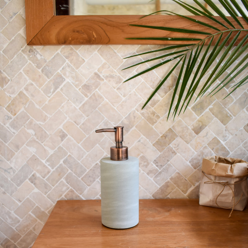 Zeolite stone cylinder soap dispenser